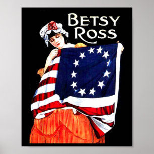 Betsy Ross American Flag 1776 Art 4th Of July Gift Poster
