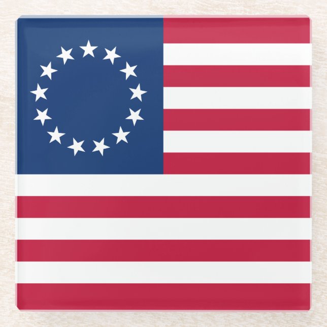 Betsy Ross American Flag Glass Coaster (Front)