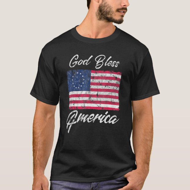 Betsy Ross American Flag Patriotic God Bless Ameri T-Shirt (Front)