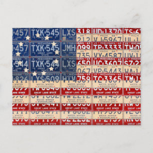 Betsy Ross American Vintage Flag License Plate Art Postcard