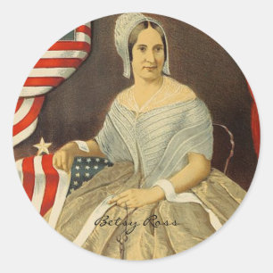Betsy Ross First American Flag Vintage Portrait US Classic Round Sticker
