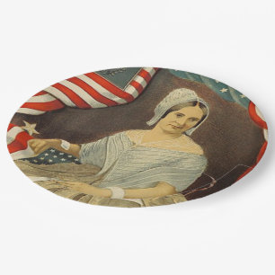 Betsy Ross First American Flag Vintage Portrait US Paper Plate