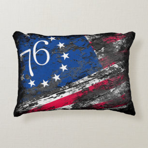 Betsy Ross Flag 1776 Patriotic 4th of July Decorative Cushion