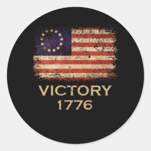 Betsy Ross Flag American Victory 1776 Distressed Classic Round Sticker