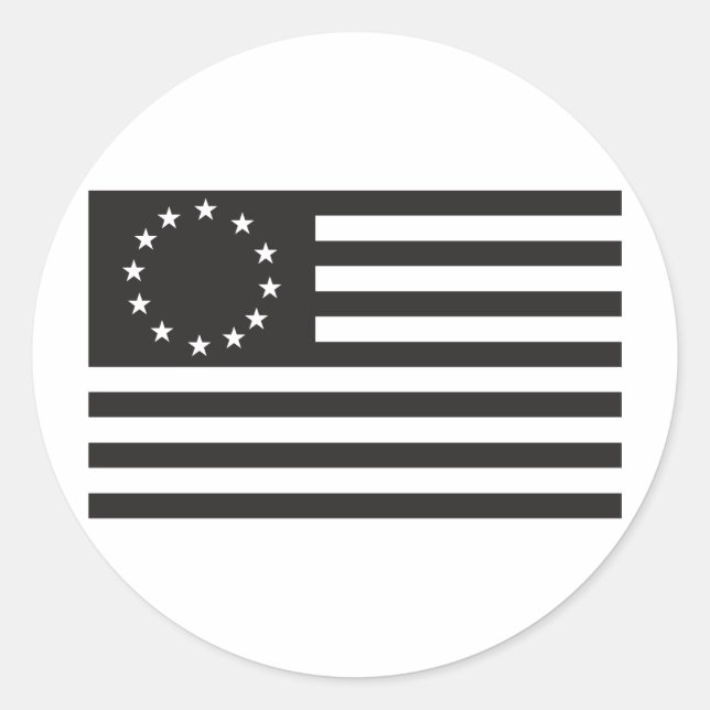 Betsy Ross Flag - Black Classic Round Sticker (Front)
