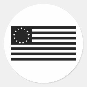 Betsy Ross Flag, Black Line Art Classic Round Sticker