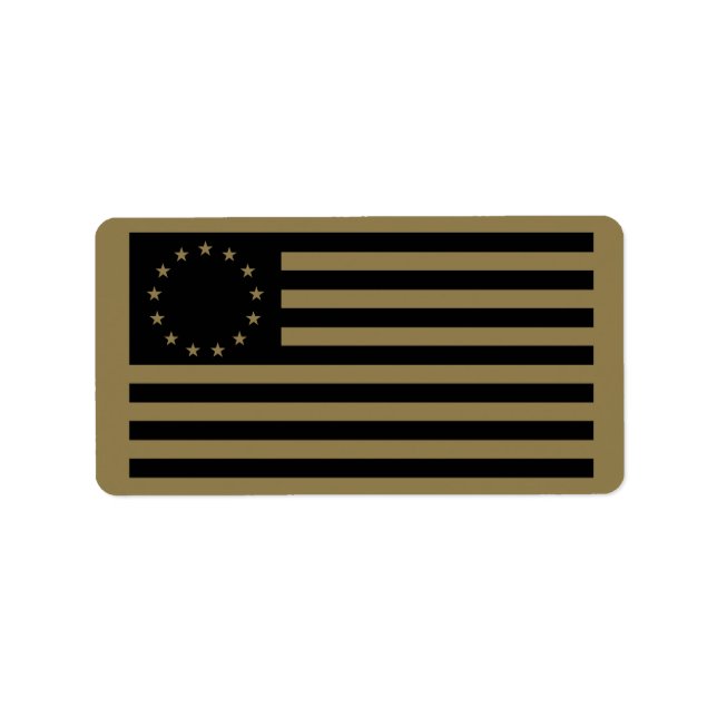 Betsy Ross Flag, Black Line Art Label (Front)