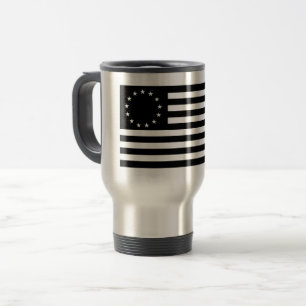 Betsy Ross Flag, Black Line Art Travel Mug