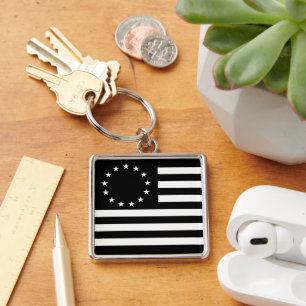 Betsy Ross Flag Blackout: American Stars Circle Key Ring