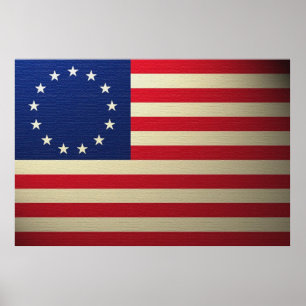 Betsy Ross Flag Canvased Antiqued Poster