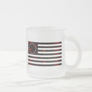 Betsy Ross Flag, Fiery Line Art Frosted Glass Coffee Mug