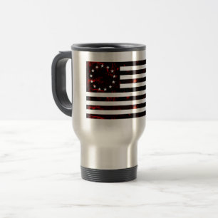 Betsy Ross Flag, Fiery Line Art Travel Mug