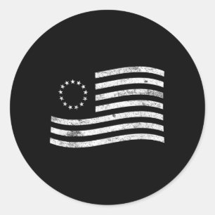 Betsy Ross Flag Minimal – American History Patriot Classic Round Sticker
