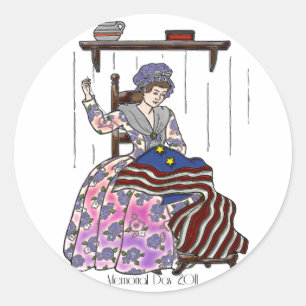 Betsy Ross Makes a Flag Memorial Day Classic Round Sticker