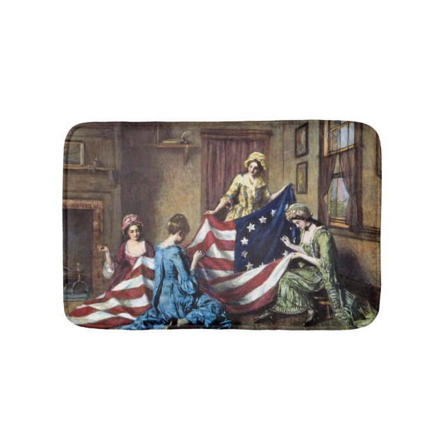 Betsy Ross Sewing The American Flag Bath Mat (Front)
