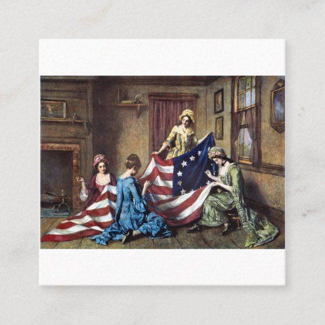 Betsy Ross Sewing The American Flag Square Business Card (Front)