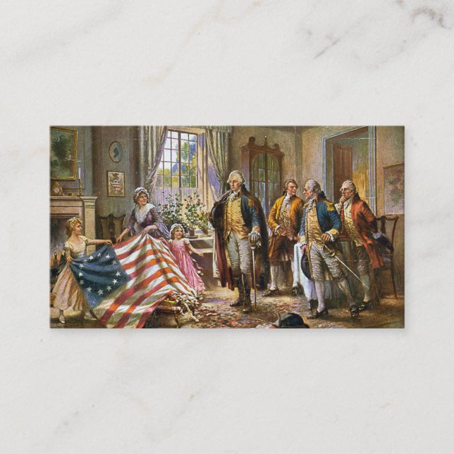 Betsy Ross Shows George Washington American Flag Business Card (Front)