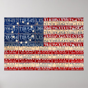 Betsy Ross Style American License Plate Flag Art Poster