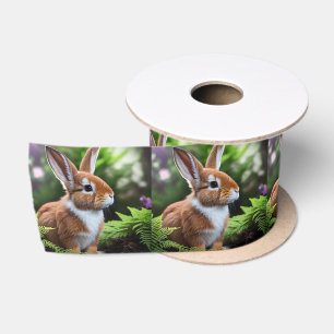 Betsy The Brown And White Bunny, Satin Ribbon