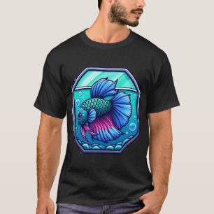 Betta Cartoon Illustration Style betta Aquarium Gr T-Shirt