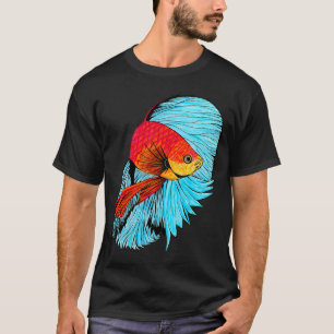 Betta Fish Art - Orange and Blue T-Shirt