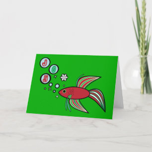 Betta Fish at Christmas Bubbles of Joy Holiday Card