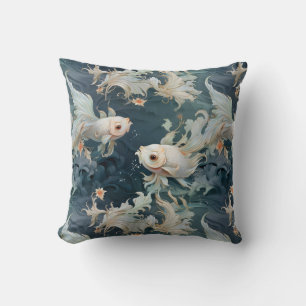 Betta Fish Blue White Cushion