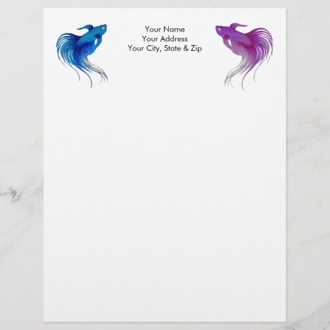 Betta Fish Custom Letterhead (Front)