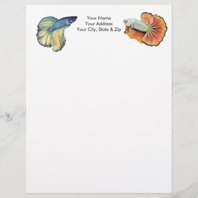 Betta Fish Custom Letterhead (Front)
