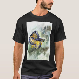 Betta fish drawing with green background T-Shirt