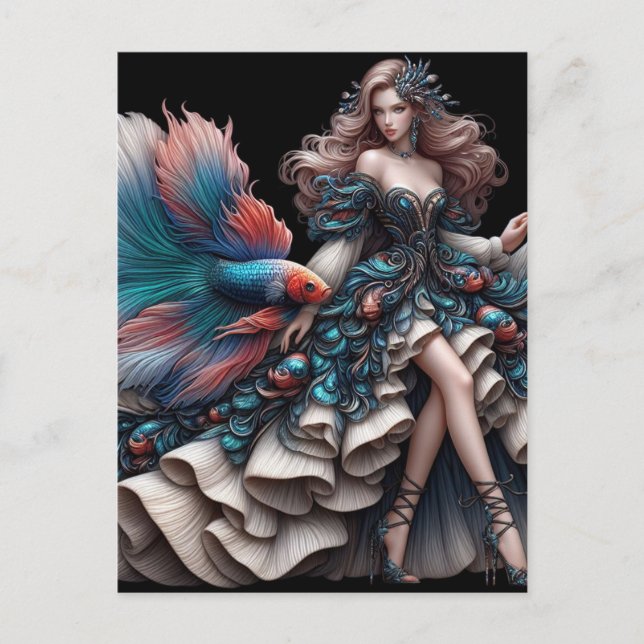 Betta Fish Fashion Postcard (Front)