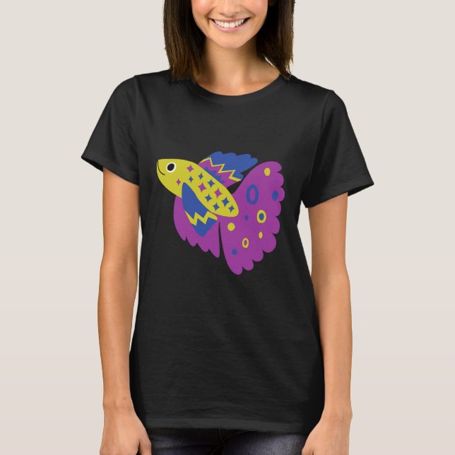 Betta Fish Ornamental Fish Ikan Pelaga Colourful C T-Shirt (Front)