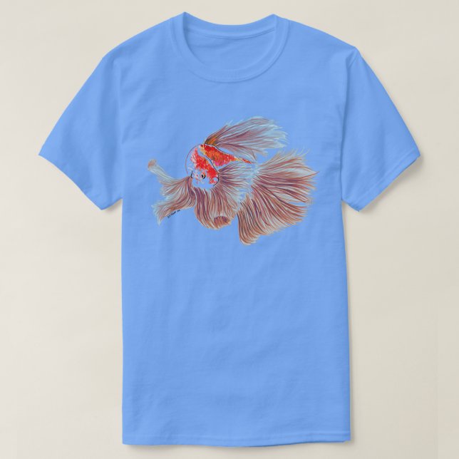 Betta Fish Red Orange and Blue T-Shirt (Design Front)