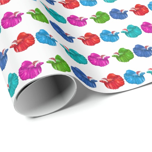 Betta Fish Santas Wrapping Paper (Roll Corner)