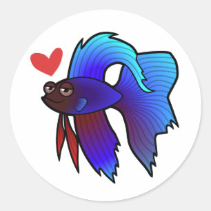 Betta Fish / Siamese Fighting Fish Love Classic Round Sticker
