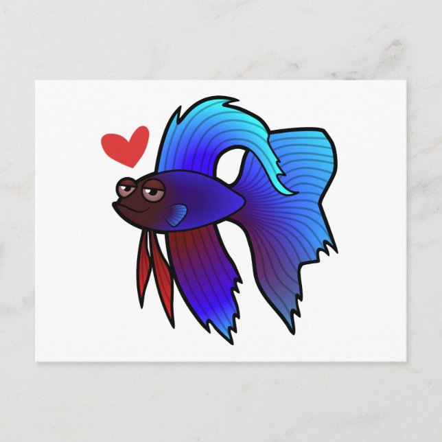 Betta Fish / Siamese Fighting Fish Love Postcard (Front)