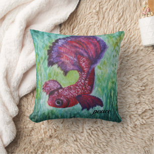Betta fish watercolor  cushion