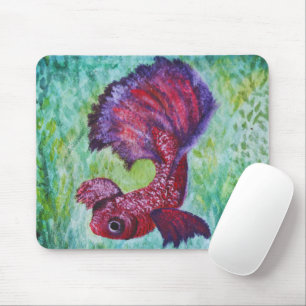 Betta fish watercolor mouse mat