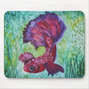 Betta fish watercolor mouse mat