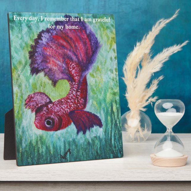 Betta fish watercolor  plaque (Side)