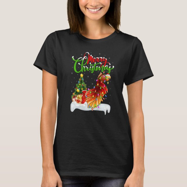 Betta Fish  Xmas Decorations Santa Betta Fish Chri T-Shirt (Front)