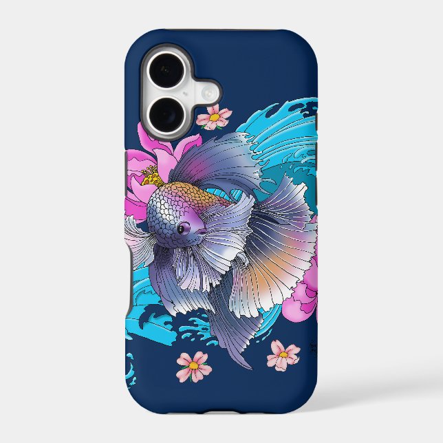 Betta Siamese Fighting Fish Lotus Waves Blue (Back)