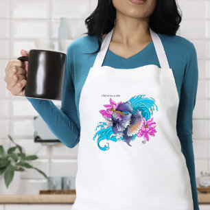 Betta Siamese Fighting Fish Lotus Waves Blue Standard Apron