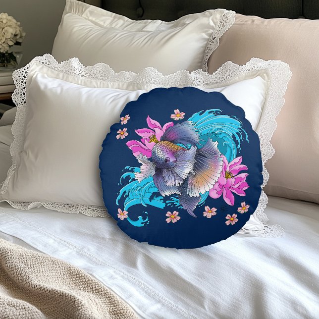 Betta Siamese Fighting Fish Round Cushion (Creator Uploaded)