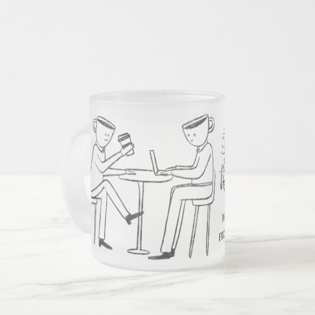 Better latte than never! white frosted glass coffee mug (Front Left)