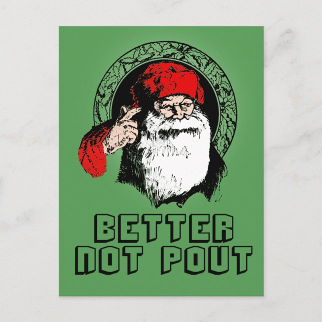 Better Not Pout Santa Claus Card(s) Holiday Postcard (Front)