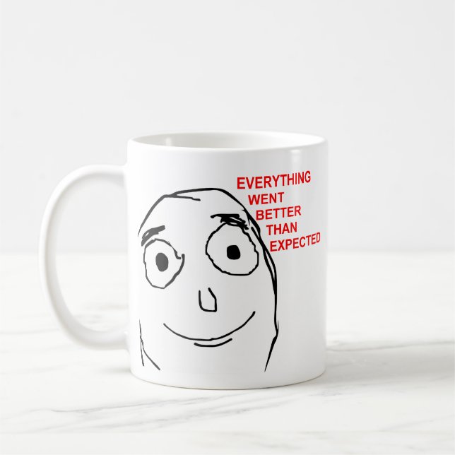 Better Than Expected Rage Face Meme Coffee Mug (Left)