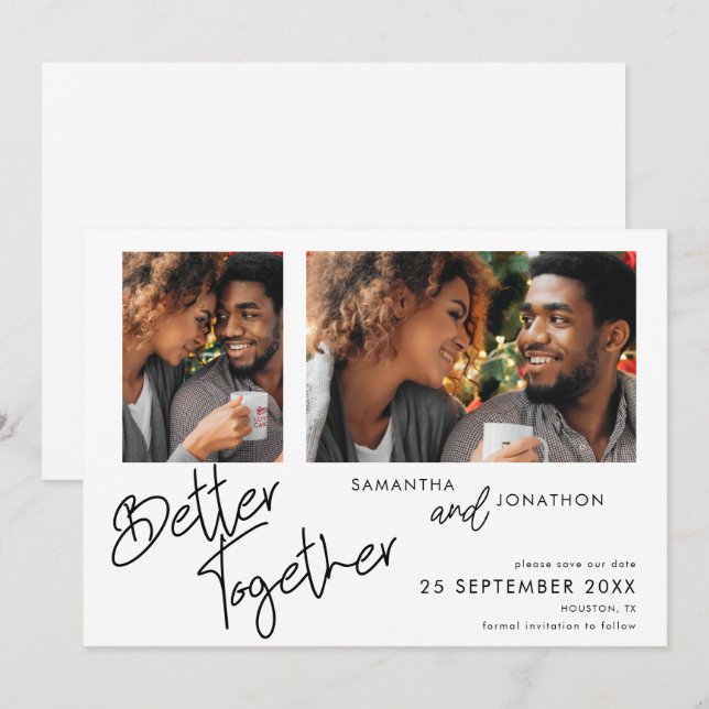 Better Together 2 Photo Script White Save The Date (Front/Back)