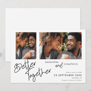 Better Together 2 Photo Script White Save The Date