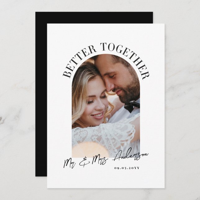 Better together arch photo wedding announcement (Front/Back)